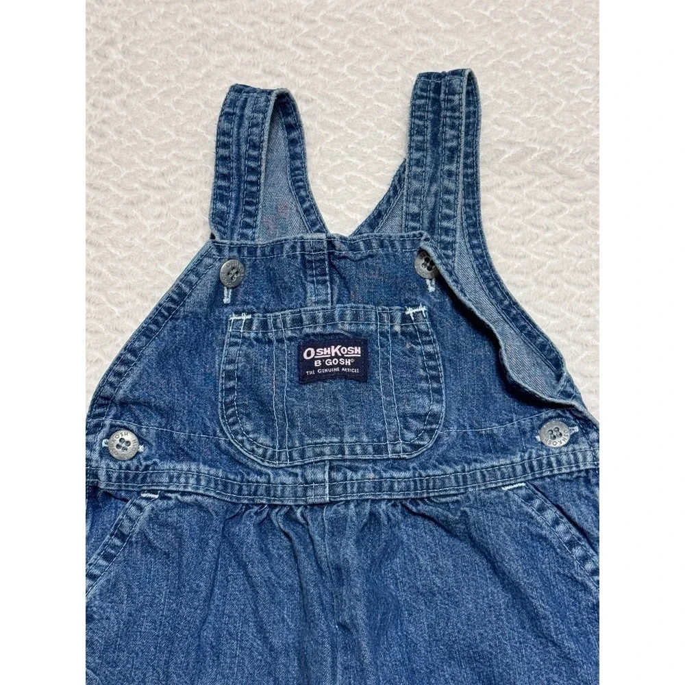 Vintage OshKosh B'gosh blue denim overalls  front pocket easy button up clasps